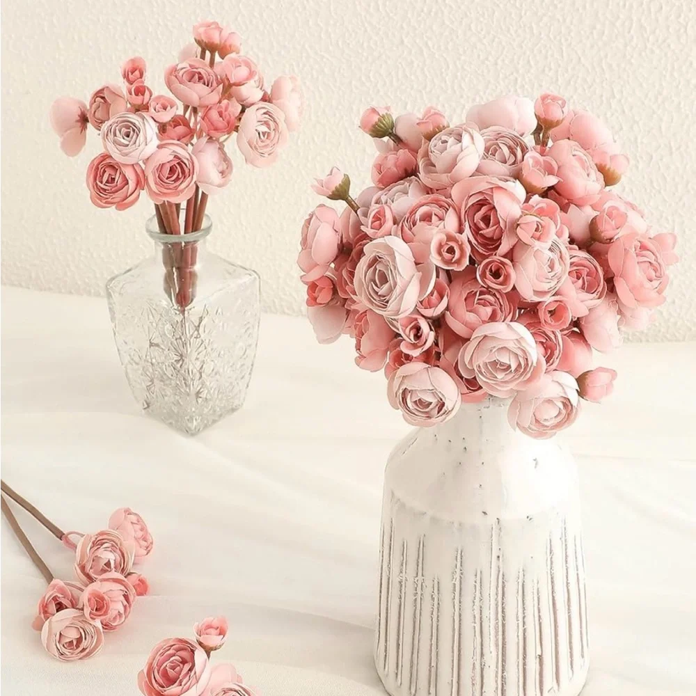 NIB Floroom Faux Mini Ranunculus 18 Pcs Dusty Rose Silk,Weddings,Showers,DIY
